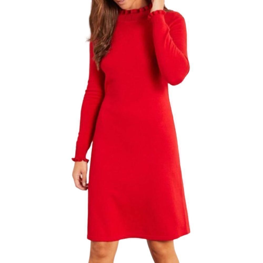 Boden Lucious Red Lara Knit Knee Dress New Size 8